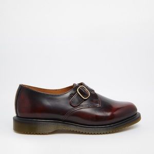 Dr Martens Lorne Cherry Red Monk Flat Shoes